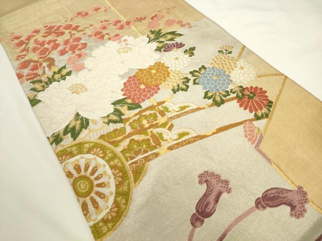 平和屋着物◎六通柄袋帯　唐織　花車文　金銀糸　正絹　逸品　AABL2237pf