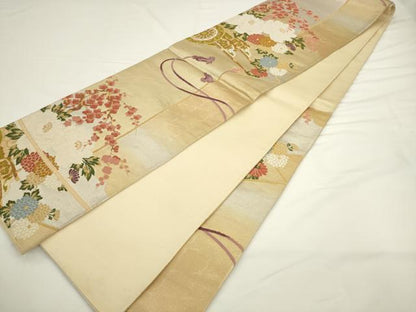 平和屋着物◎六通柄袋帯　唐織　花車文　金銀糸　正絹　逸品　AABL2237pf