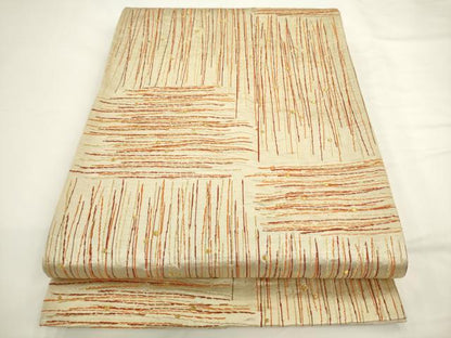 平和屋着物◎六通柄袋帯　幾何学文様　金糸　正絹　逸品　AABL2240pf