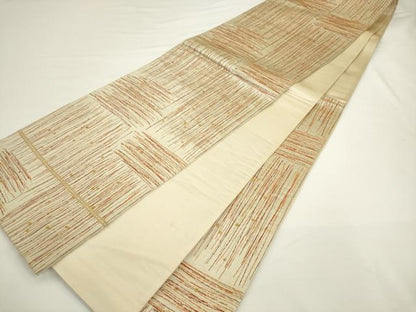 平和屋着物◎六通柄袋帯　幾何学文様　金糸　正絹　逸品　AABL2240pf