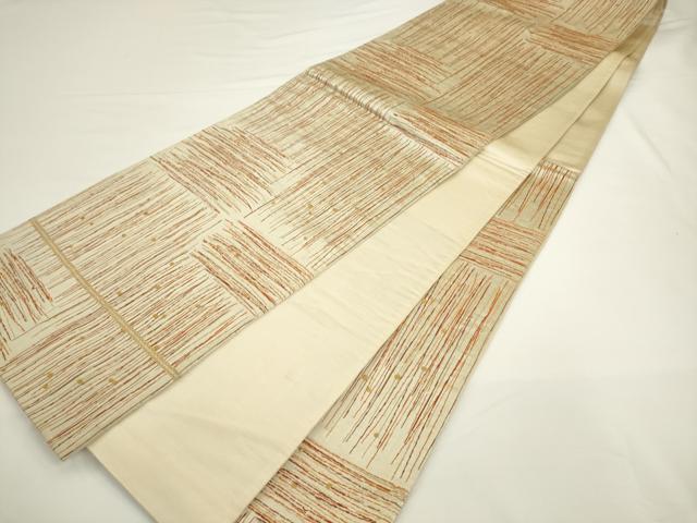 平和屋着物◎六通柄袋帯　幾何学文様　金糸　正絹　逸品　AABL2240pf