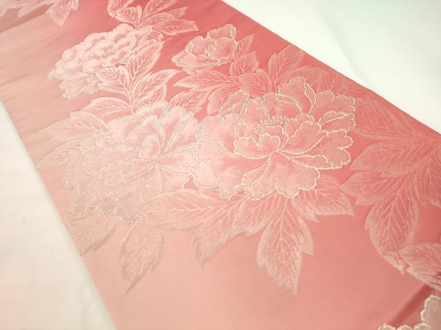 平和屋着物◎両面全通柄袋帯　牡丹文　銀糸　正絹　逸品　AABL2245pf