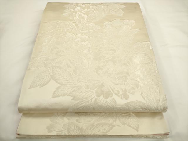 平和屋着物◎両面全通柄袋帯　牡丹文　銀糸　正絹　逸品　AABL2245pf
