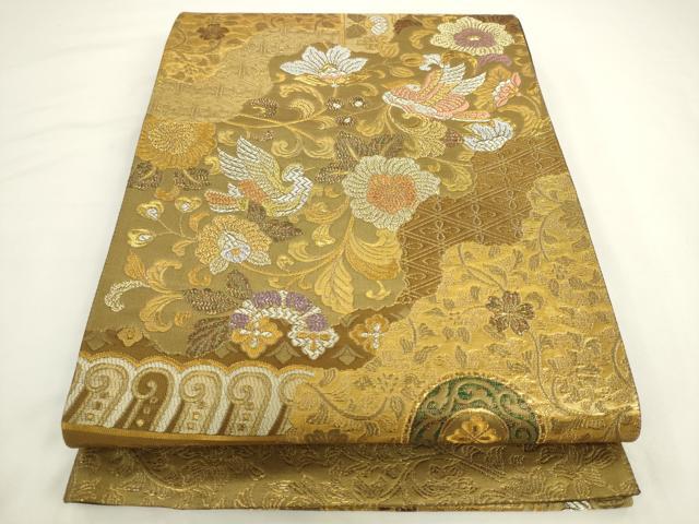 平和屋着物◎西陣　六通柄袋帯　道長華鳥紋　金銀糸　正絹　逸品　AABL2254pf