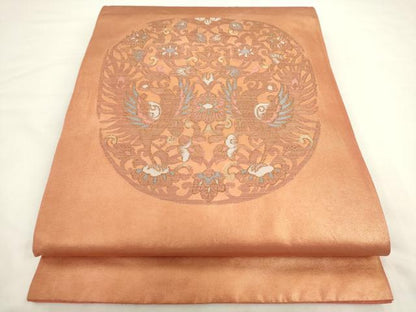 平和屋着物◎太鼓柄袋帯　鳳凰花唐草文　正絹　逸品　AABL2260pf