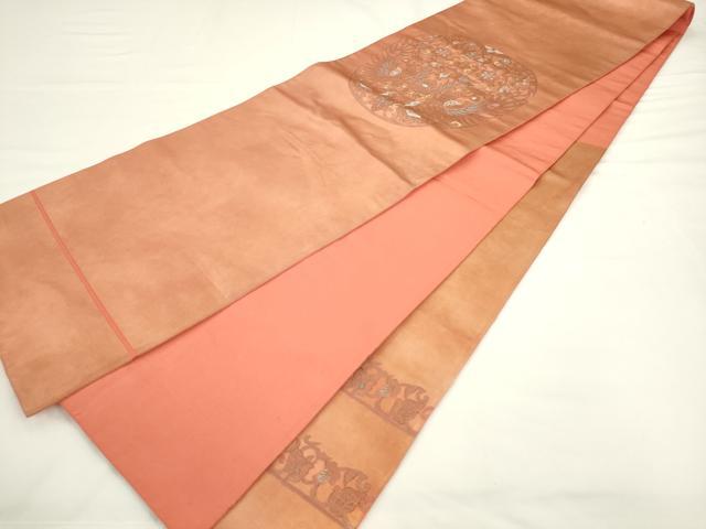 平和屋着物◎太鼓柄袋帯　鳳凰花唐草文　正絹　逸品　AABL2260pf