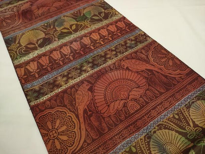 平和屋着物◎六通柄袋帯　双鳥花文　金糸　正絹　逸品　AABL2263pf