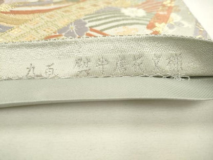 平和屋着物◎六通柄袋帯　唐織　九百　熨斗唐花文様　金銀糸　正絹　逸品　AABL2265pf