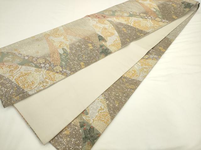 平和屋着物◎六通柄袋帯　遠山更紗文　金銀糸　正絹　逸品　AABL2267pf