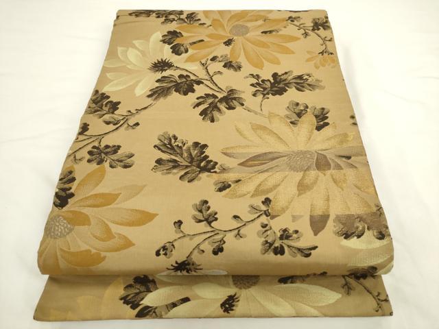 平和屋着物◎アンティーク　大正ロマン　丸帯　枝花文　金糸　正絹　逸品　AABL2271pf