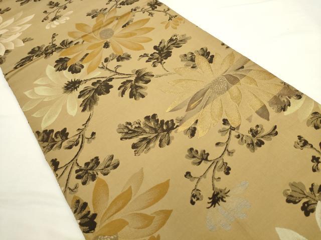 平和屋着物◎アンティーク　大正ロマン　丸帯　枝花文　金糸　正絹　逸品　AABL2271pf