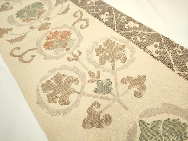 平和屋着物◎八寸名古屋帯　紬地　飾花文　正絹　逸品　AABL2282pf
