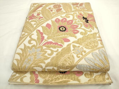 平和屋着物◎六通柄京袋帯　更紗花文　金糸　正絹　逸品　AABL2286pf