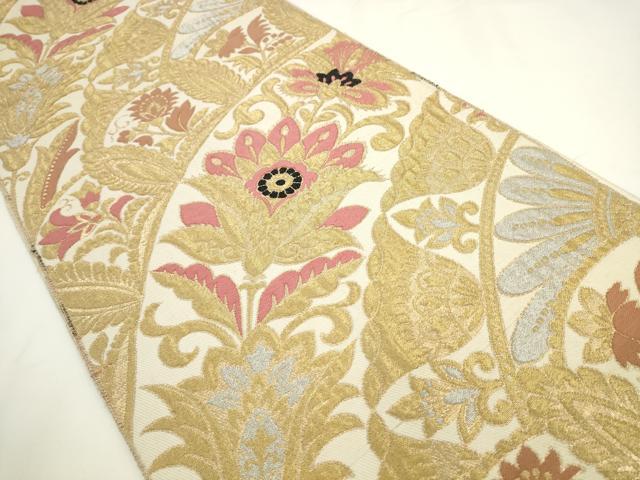 平和屋着物◎六通柄京袋帯　更紗花文　金糸　正絹　逸品　AABL2286pf