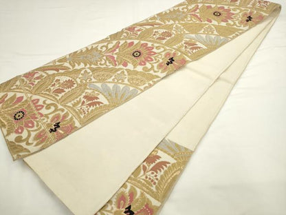 平和屋着物◎六通柄京袋帯　更紗花文　金糸　正絹　逸品　AABL2286pf