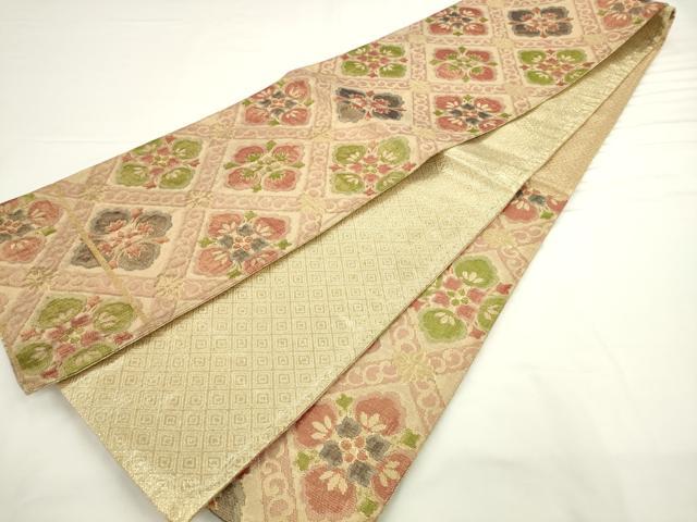 平和屋着物◎佐賀錦　六通柄袋帯　花菱文　金糸　正絹　逸品　AABL2287pf