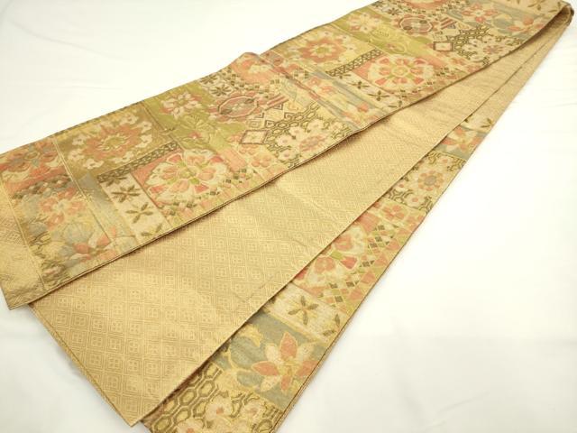 平和屋着物◎佐賀錦　飾花文　金糸　袋帯　正絹　逸品　AABL2288pf