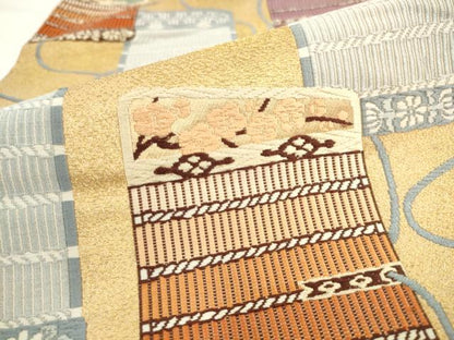 平和屋着物●西陣　六通柄袋帯　唐織　鎧縅　証紙付き　正絹　逸品　AABL2299pf