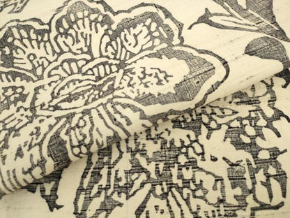 平和屋着物●六通柄袋帯　紬地　型染め　草花文　正絹　逸品　AABL2301pf