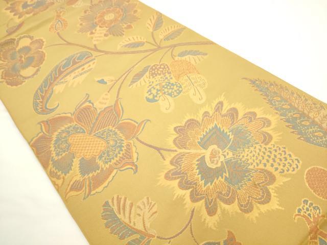 平和屋着物●織物一筋名門　織悦　全通柄　本袋帯　更紗花文　金糸　正絹　逸品　AABL2302pf