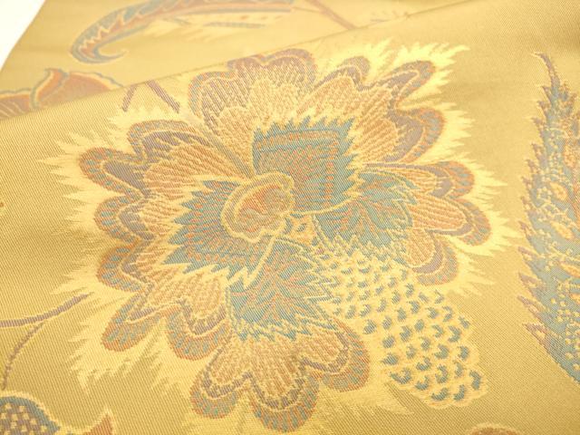 平和屋着物●織物一筋名門　織悦　全通柄　本袋帯　更紗花文　金糸　正絹　逸品　AABL2302pf