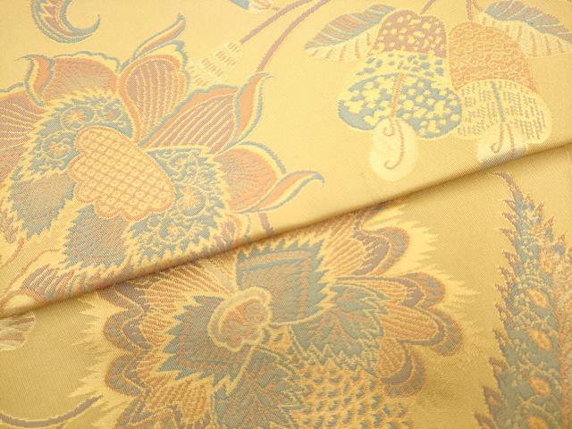 平和屋着物●織物一筋名門　織悦　全通柄　本袋帯　更紗花文　金糸　正絹　逸品　AABL2302pf