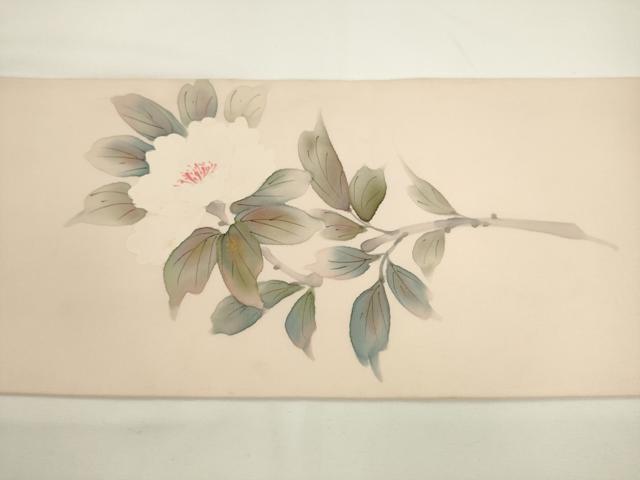 平和屋着物▼内山晴祥　手描き　塩瀬　九寸名古屋帯　枝花文　金彩　正絹　逸品　AABL2308pf