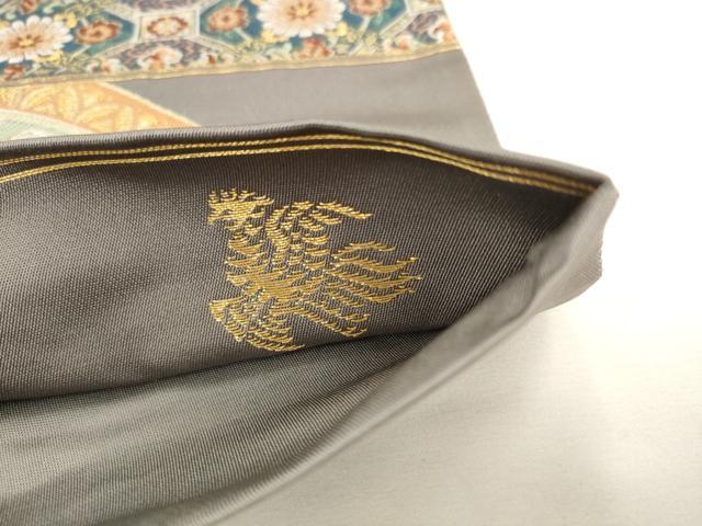平和屋着物●六通柄袋帯　唐織　趣悦　重ね山吉祥花文　金糸　正絹　逸品　AABL2312pf
