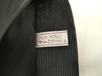 平和屋着物●太鼓柄袋帯　草花文　黒地　正絹　逸品　AABL2316pf