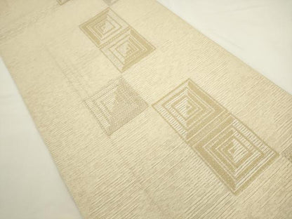 平和屋着物●ファッションデザイナー 花井幸子　六通柄袋帯　モール　幾何学文様　正絹　逸品　AABL2317pf