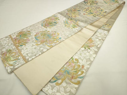 平和屋着物●龍村美術織物　たつむら　六通柄袋帯　春秋菊華文　金銀糸　正絹　逸品　AABL2319pf