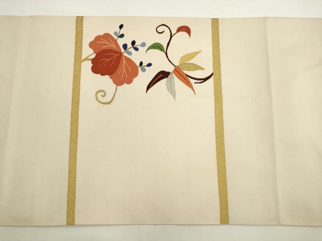 平和屋着物●爪掻き本綴れ　八寸名古屋帯　草花文　金銀糸　正絹　逸品　AABL2322pf