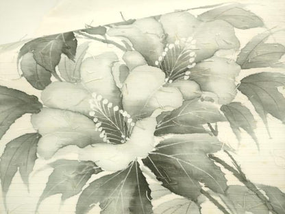 平和屋着物●九寸名古屋帯　作家物　手描き　髭紬　草花文　正絹　逸品　AABL2325pf