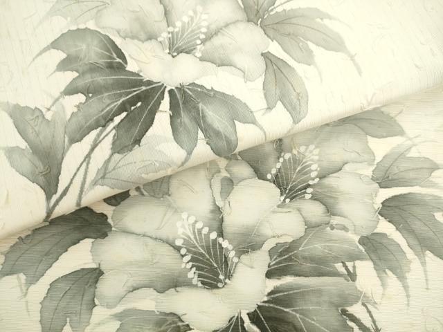 平和屋着物●九寸名古屋帯　作家物　手描き　髭紬　草花文　正絹　逸品　AABL2325pf
