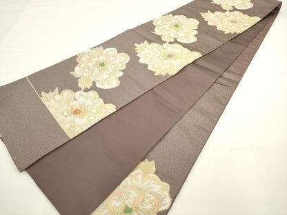 平和屋着物●六通柄袋帯　舞花文　金糸　正絹　逸品　AABL2328pf