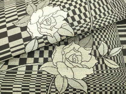 平和屋着物●染色作家　斉藤三才　全通柄袋帯　舞花文　薔薇　金糸　正絹　逸品　AABL2329pf