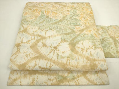 平和屋着物●全通柄九寸名古屋帯　絞り　抽象文様　正絹　逸品　AABL2331pf