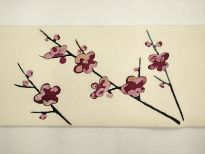 平和屋着物●塩瀬　九寸名古屋帯　作家物　ろうけつ染め　動物文　正絹　逸品　AABL2332pf
