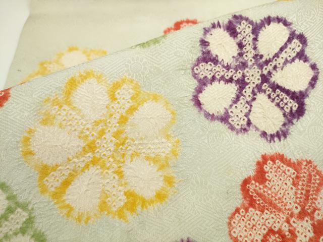 平和屋着物●九寸名古屋帯　総絞り　舞花文　正絹　逸品　AABL2336pf