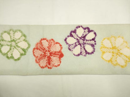 平和屋着物●九寸名古屋帯　総絞り　舞花文　正絹　逸品　AABL2336pf