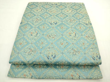 平和屋着物●九寸開き名古屋帯　鳳凰花菱文　金糸　二重太鼓・比翼仕立て　正絹　逸品　AABL2337pf