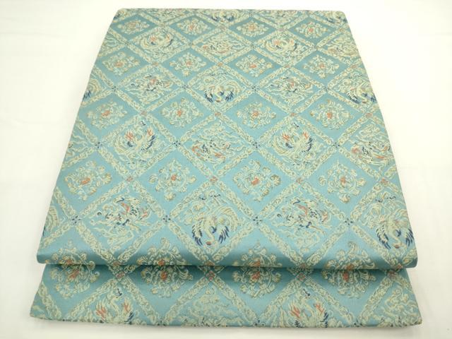平和屋着物●九寸開き名古屋帯　鳳凰花菱文　金糸　二重太鼓・比翼仕立て　正絹　逸品　AABL2337pf