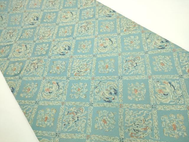 平和屋着物●九寸開き名古屋帯　鳳凰花菱文　金糸　二重太鼓・比翼仕立て　正絹　逸品　AABL2337pf