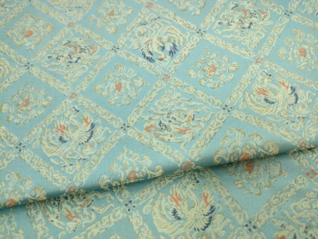 平和屋着物●九寸開き名古屋帯　鳳凰花菱文　金糸　二重太鼓・比翼仕立て　正絹　逸品　AABL2337pf