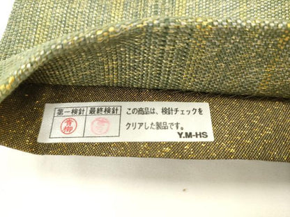 平和屋着物●ひなや工房　くむ・あむ・おる　伊豆蔵明彦　太鼓柄袋帯　横段文　金糸　正絹　逸品　AABL2340pf