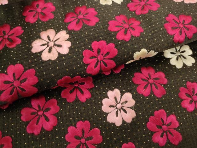 平和屋着物●アンティーク　大正ロマン　九寸名古屋帯　総手刺繍　舞花文　黒地　正絹　逸品　AABL2341pf