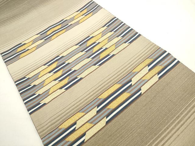 平和屋着物●綴れ　太鼓柄袋帯　横段文　金糸　正絹　逸品　AABL2344pf