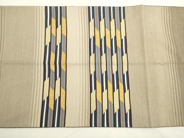 平和屋着物●綴れ　太鼓柄袋帯　横段文　金糸　正絹　逸品　AABL2344pf