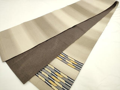 平和屋着物●綴れ　太鼓柄袋帯　横段文　金糸　正絹　逸品　AABL2344pf