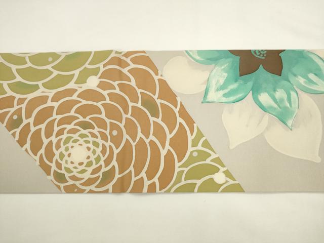 平和屋着物●手描き友禅作家　大河内美登里　塩瀬　九寸名古屋帯　ろうけつ染め　飾花文　正絹　逸品　AABL2348pf